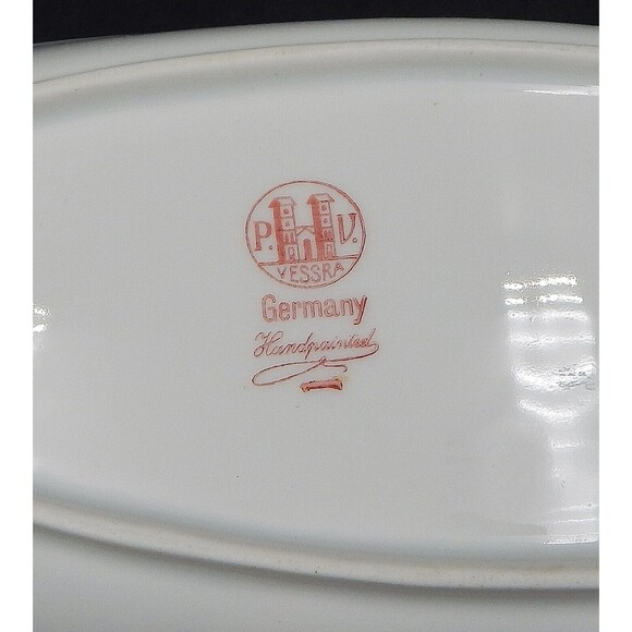 P.V. Vessra Germany Celery Dish Serving Hand-Painted Floral Pastel 13 Inch - Picture 6 of 9
